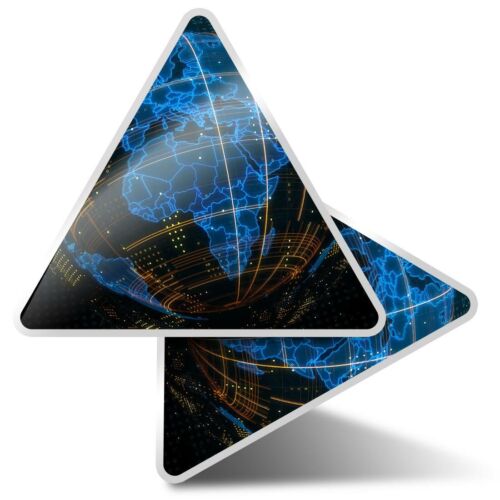 2 x Triangle Stickers 10 cm - 3D Abstract Globe Planet Earth  #21059 - Afbeelding 1 van 9
