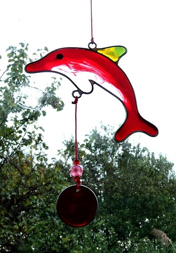 DOLPHINS SUN CATCHER * STAINED GLASS EFFECT * 10 cm with hook - Picture 3 of 5