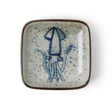 Two 3.5" Square  Sauce Dishes Squid Made In Japan