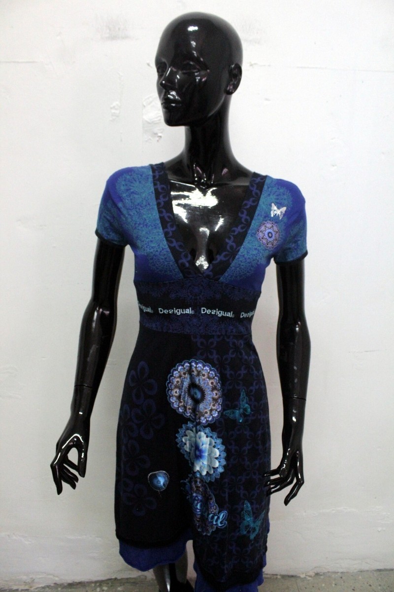 Desigual Vestito Donna Taglia S Abito Multicolore Dress Manica