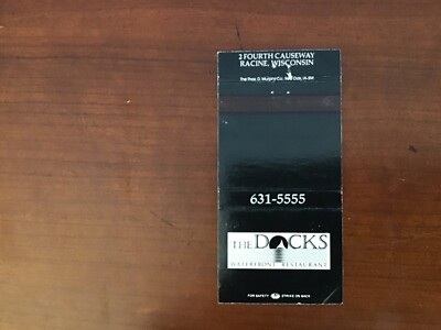 The Docks Waterfront Restaurant Racine Wisconsin Matchbook Cover 30 Strike