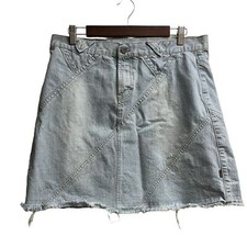 Vintage 90s Calvin Klein Jeans Light Wash Denim Skirt w/ Distressed Hem SZ 13