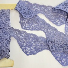 Periwinkle Blue Vintage Lace Trim Floral Tria...