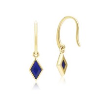 Orecchini Pendenti Lapislazzuli A Goccia 13x18mm - Chiusura A Leva, Placcati Argento, Senza Nichel