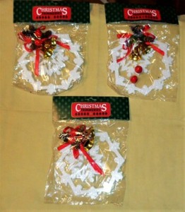 3 Vintage Snow Flakes 1980s Plastic Sno-Flakes with bells Christmas  Decor