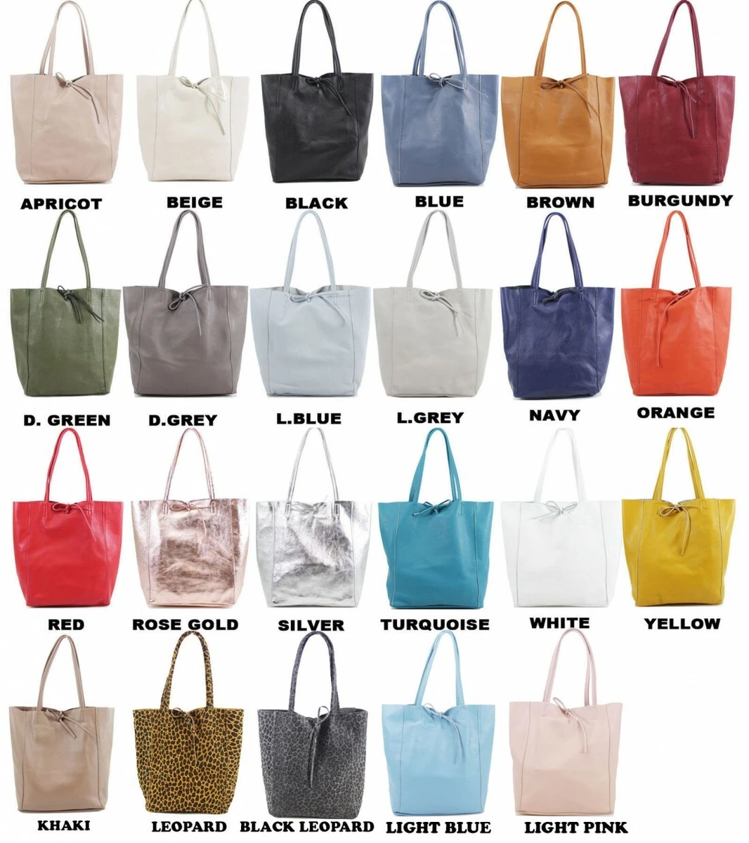 Ladies Soft Italian Real Leather Shopper Tote Bag Women Girls