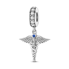 MULA European 925 Silver DIY Charm AAA CZ Angel Cross Dangle For Women Bracelet