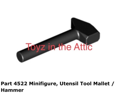 Lego 1x 4522 Black Minifigure, Utensil Tool Mallet / Hammer 6848