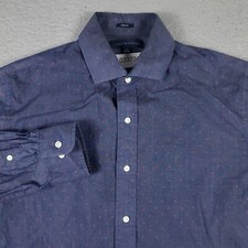 Tommy Hilfiger Shirt Mens 16 Blue Red Dress Button Up Long Sleeve