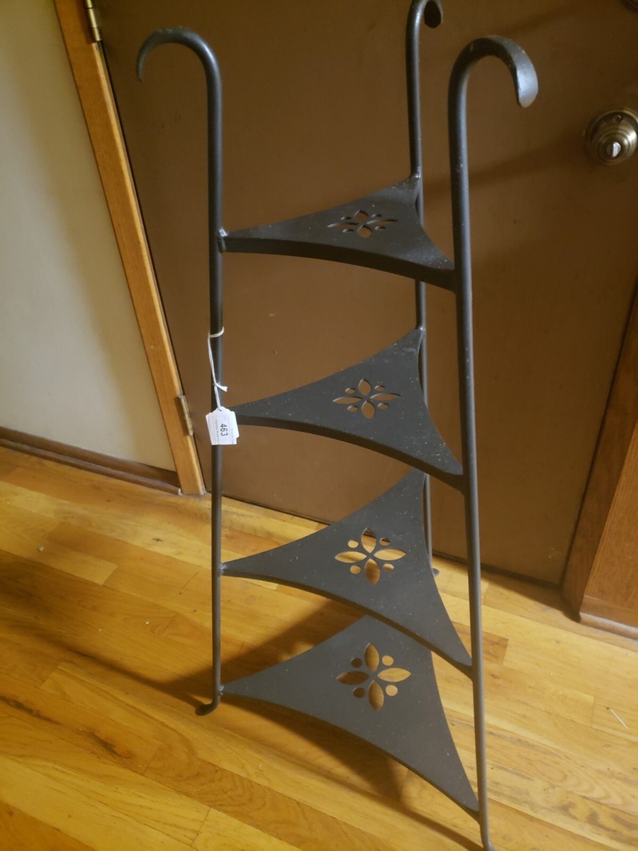 LONGABERGER Wrought Iron 4-Tier Shelf Stand Bowl Basket Triangle