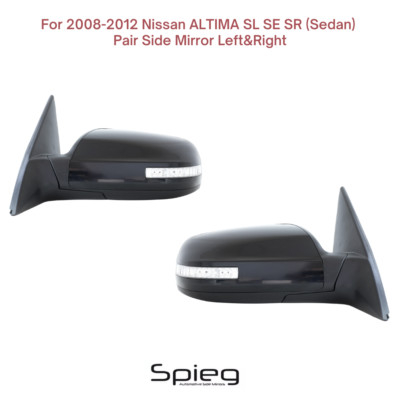 Pair Side Mirror for 08-12 Nissan ALTIMA SL SE SR (sedan) w/ Power Heated Signal