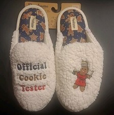 Dearfoams Plush XL 11-12 Embroidered Sherpa Slippers  Official Cookie Tester  