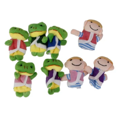 MARKENLOS 8pcs Fingerpuppen Stofftier Märchen Handspielpuppe Kleine Frösche Und Kinder