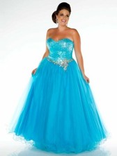 Mac Duggal Fabulous Plus sz16W Turquoise Blue Prom Dress Pageant Ballgown 76427F