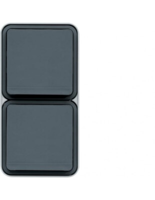 Prise Double Hager WNC132 CUBYKO - 2P+T Gris - Étanche En Saillie