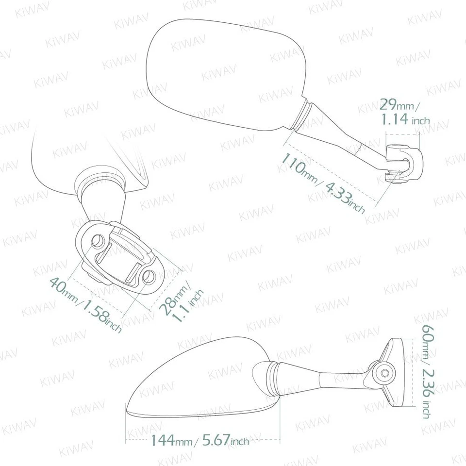 Espejo retrovisor carbono -OE repuesto se adapta a '00-'06 Honda RVT1000R MANO DERECHA X1 Foto 2 de 4