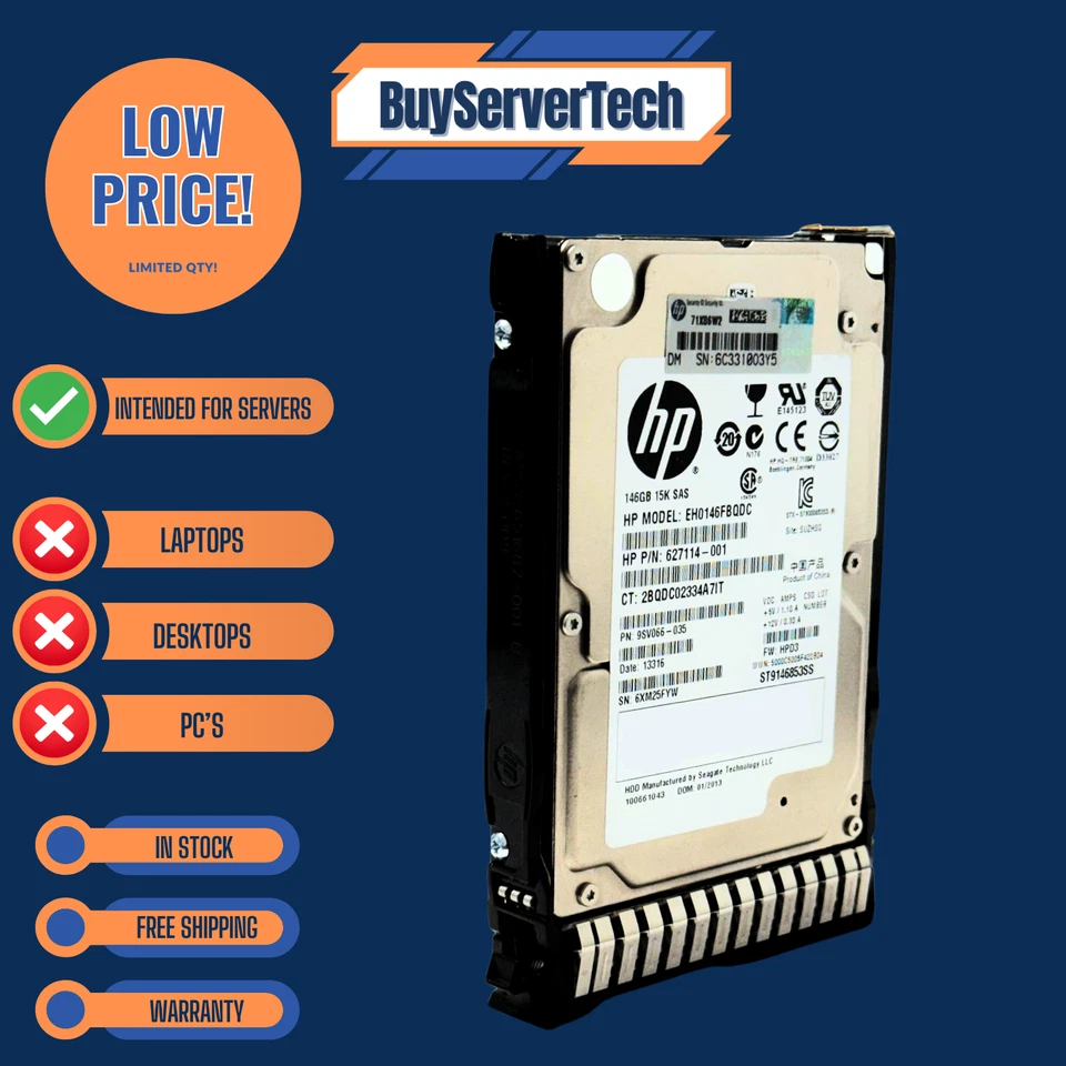 HP 652605-B21 146GB 15K SAS 6Gbps 2.5" HDD G8 G9 Enterprise 653950-001 | 0HRS - Image 2 of 4