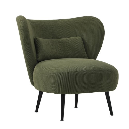 Oikiture Armchair Lounge Chair with Lumbar Pillow Wingback Velvet/Boucle - Picture 5 of 70