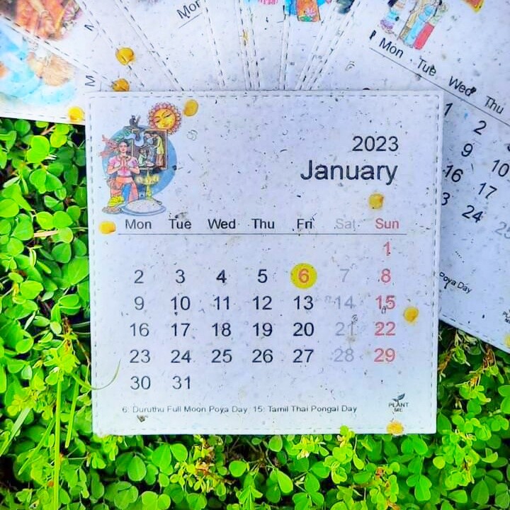 Calendario de pared 2023 ecológico plantable reciclado hecho a mano papel calendario de pared