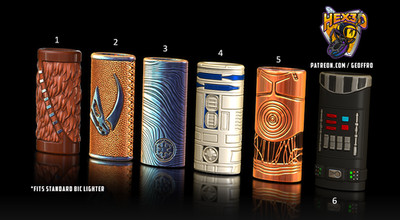 Sci-Fi Lighter Sleeve Fits Standard BIC - 3D Printed Space Themed Case - HEX3D