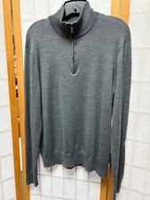 Saks Fifth Avenue Men  s Wool/Acrylic Blend 1/4 Zip Pullover Sweater Gray Large