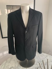 Vintage Yves Saint Laurent Men  s Black/Gray Pinstriped 3 Button Wool Blazer 40R