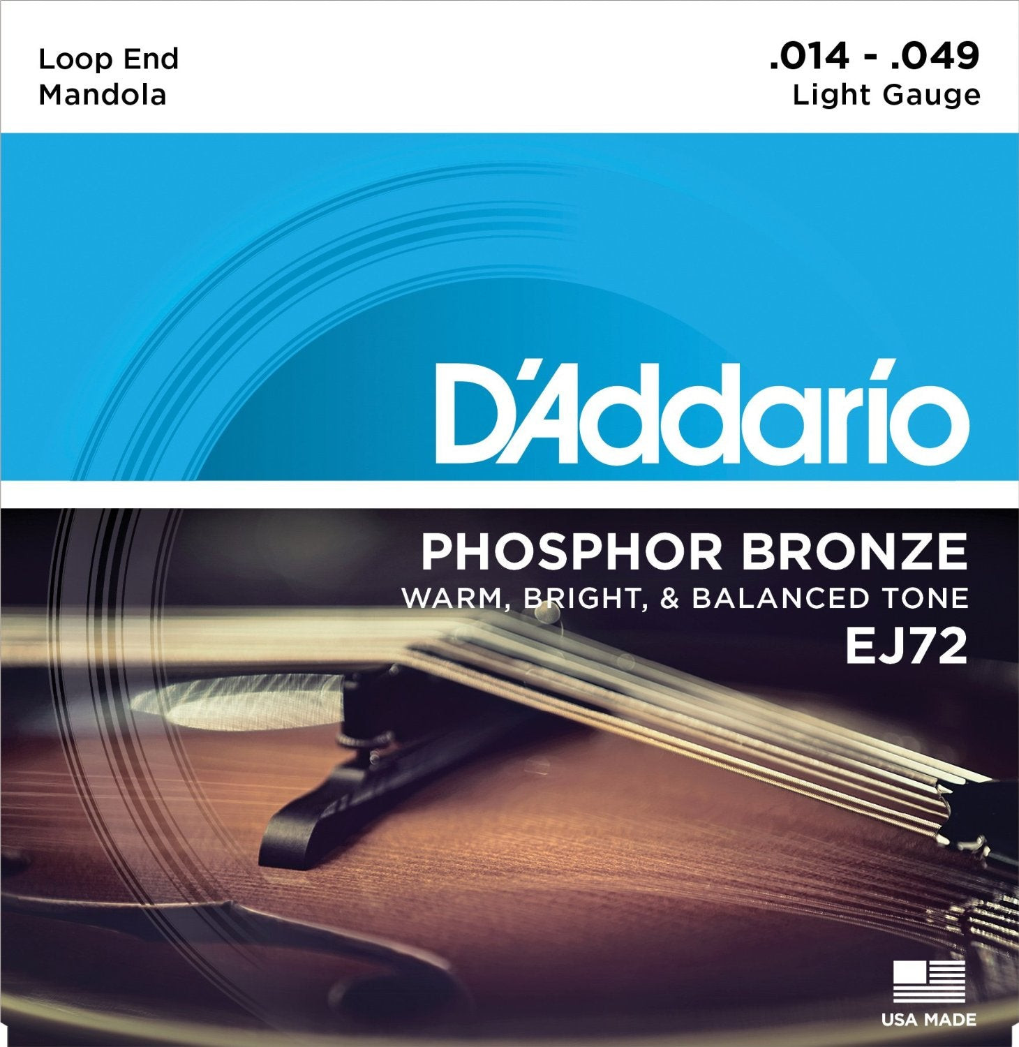 Струны для мандолы из люминофорной бронзы D Addario EJ72 светлые 14-49 2290₽