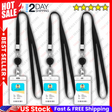 3-pack Retractable Badge Holders with Lanyard - Waterproof Id Badge Reels NEW