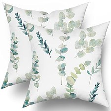Sage Green Pillow Covers 18X18 Inch 18" x 18" Pack of 2 Eucalyptus Leaf