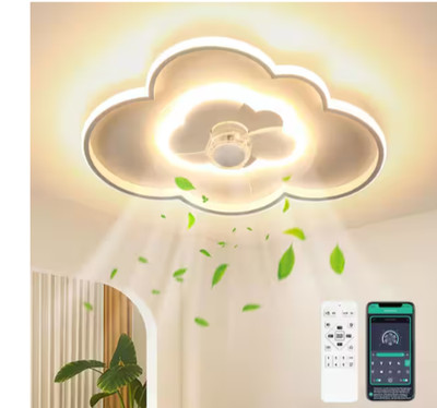 Tozing 19.6'' LED Modern White 6-Speeds Cloudy Shaped Ceiling Fan