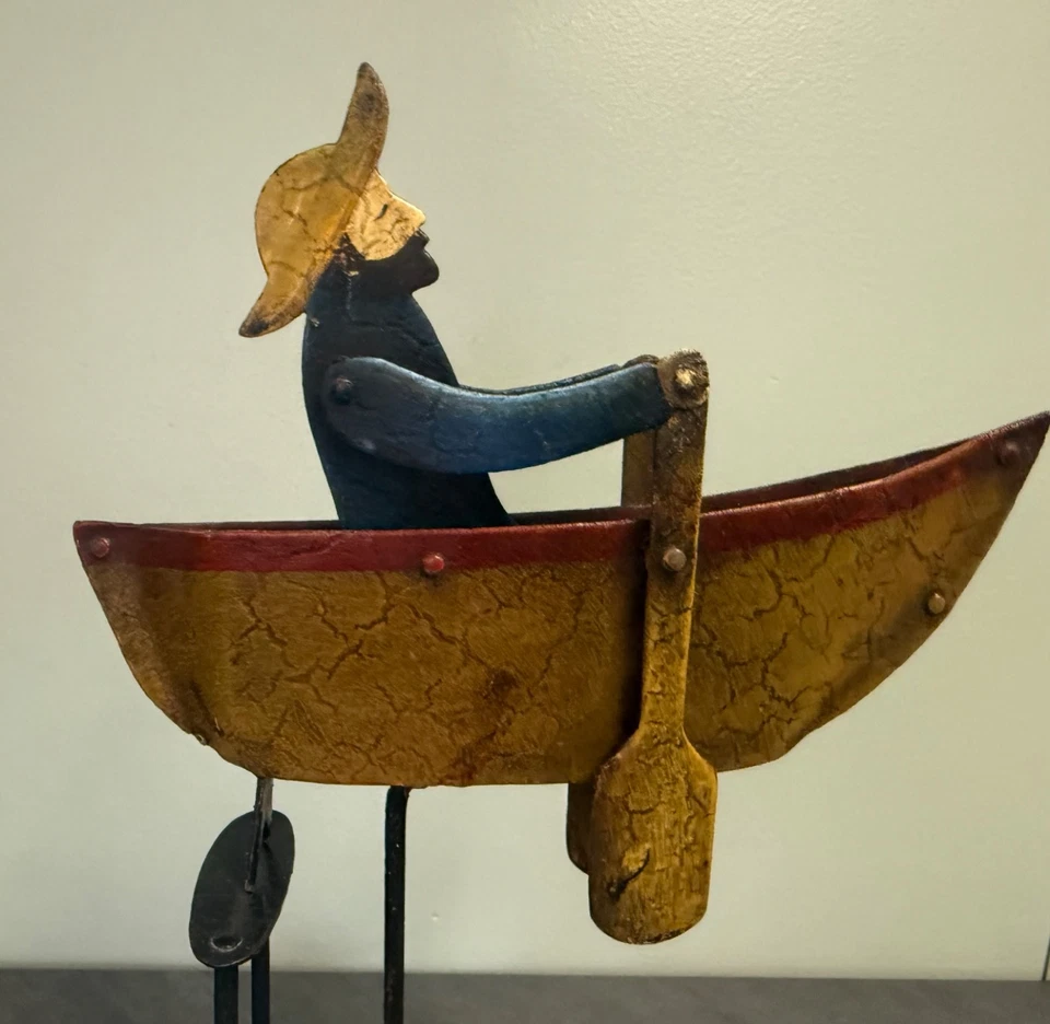 Modelos Auténticos De Colección Arte Popular Metal Equilibrio Juguete “Rowing Man” Reproducción Foto 3 de 4