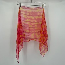 Vintage Silk Blend Scarf Hand Rolled Hem Made in Japan Abstract Sheer Wrap 42x17