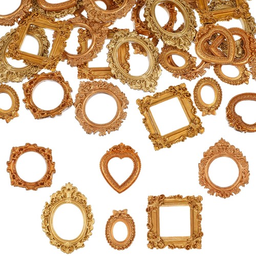 60PCS Vintage Mini Gold Picture Frames Antique Resin Baroque Decor Set