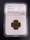 1928 1C NGC MS 65 RB Lincoln Head Cent, Lincoln One Cent