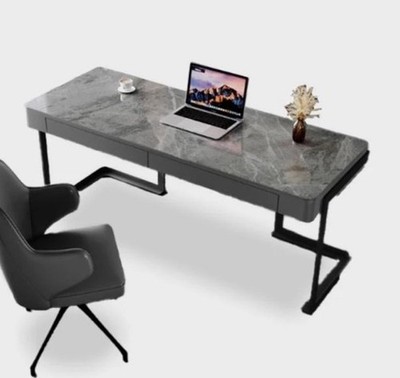 Hadley Büro Sinter Steingrau Büro Schreibtisch Echtstein 160 cm x 60 cm x 75 cm