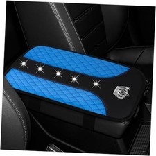 Bling Crown Car Center Console Cover, 12.7" 7.7" Armrest Cover for Cars, Blue
