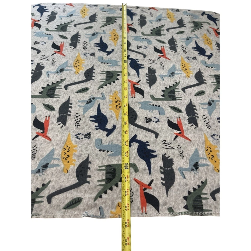 Gerber Gray Dinosaur Receiving Blanket Baby Flannel Blue Orange Cotton Lovey - Image 4 of 4