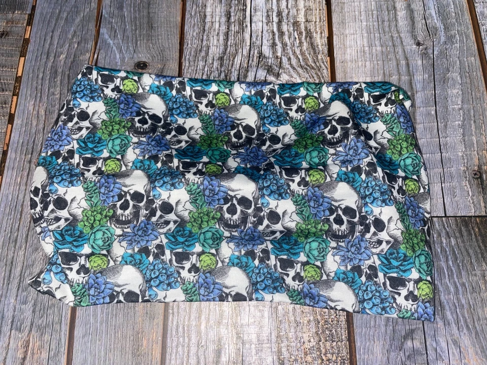 头发手套弹力头带头巾头巾蓝色绿色花卉头骨骑手 — 第 2/2 张图片