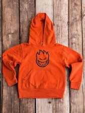 Vtg Spitfire Wheels Sweatshirt Orange Black Skateboard Hoodie Youth Small