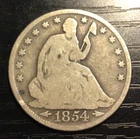 1854 Seated Liberty Silver Half Dollar Arrows, G. B91
