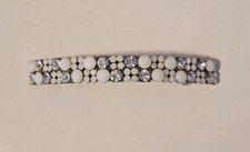 Vintage Silver Tone White  Clear Rhinestone Hair Barrette "Clip Paris"