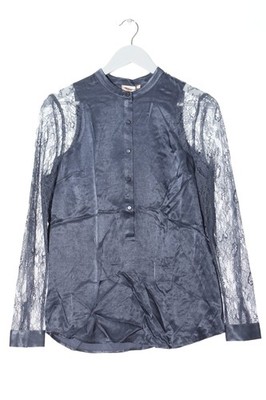 CUSTOMMADE Langarm-Bluse Damen Bluse Gr. DE 36 blau Casual-Look