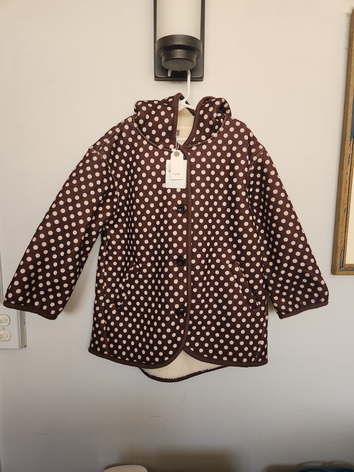 ToTo Heros NEW Kids Toddlers Girls Sherpa Polka Dot Cape Hooded Coat Jacket