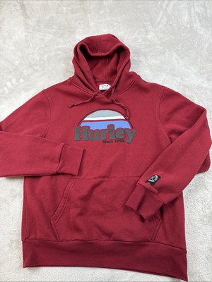 Hurley Hoodie Men's Small Established 1999 Sweater Pullover Burgundy Logo EUC