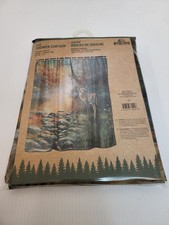 Rivers Edge Deer Shower Curtain Polyester Material - 12 Plastic Rings 70" x 72"