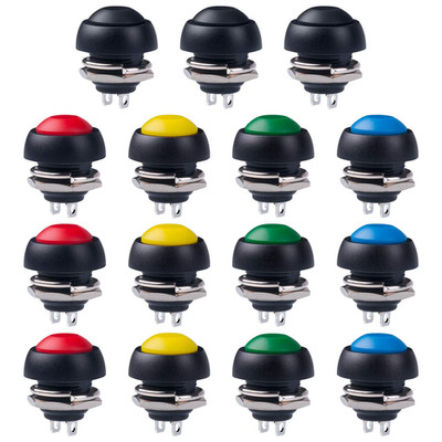 12MM Waterproof Momentary Push Button Switch - 15PCS ON/OFF (5 Colors)