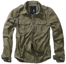 Image of Brandit Shirt Vintage Shirt Long Sleeve in Olive