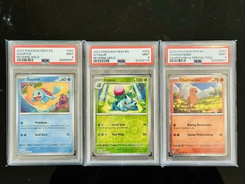 Pokémon TCG Charmander/Squirtle/Ivysaur  PSA9 Gem Mint