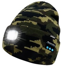 ATNKE LED Lighted Bluetooth Beanie Hat,USB One Size, Camouflage Green