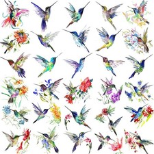 15 Sheets Watercolor Hummingbird Temporary Tattoos For Women Girl Small Flash Fa